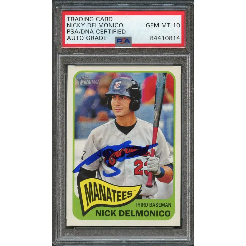 2014 Topps Heritage Minors #37 Nick Delmonico Signed Card PSA Slabbed Auto 10