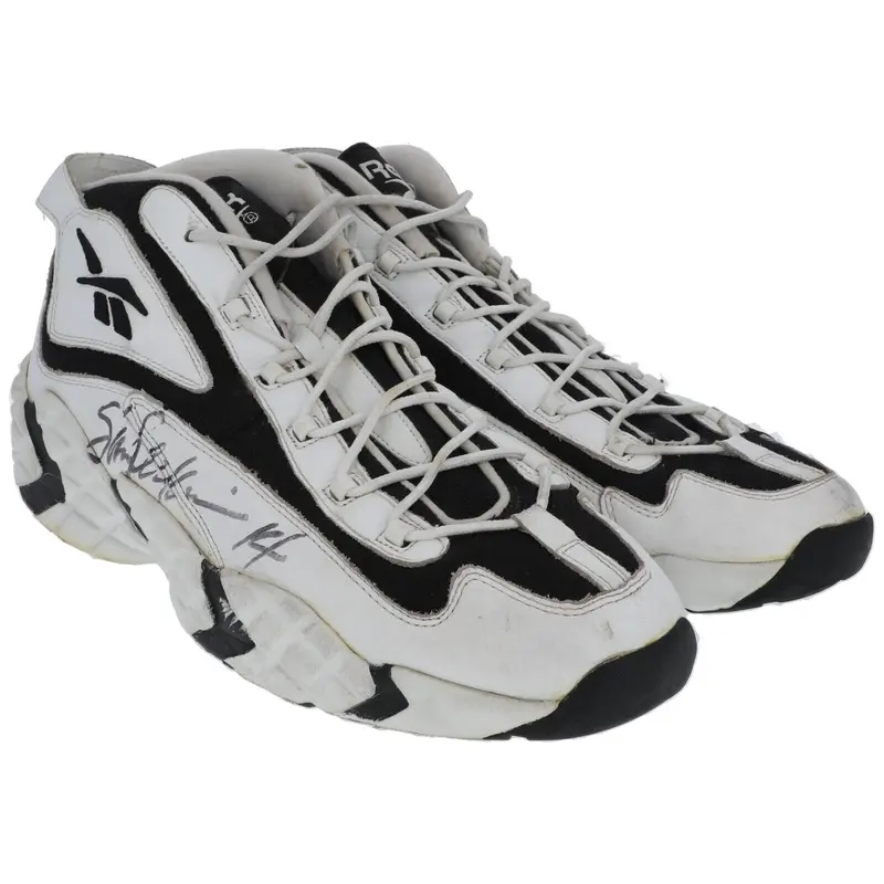 1996 Sam Perkins Game-Used Twice-Signed Seattle SuperSonics Reebok Sneakers BAS