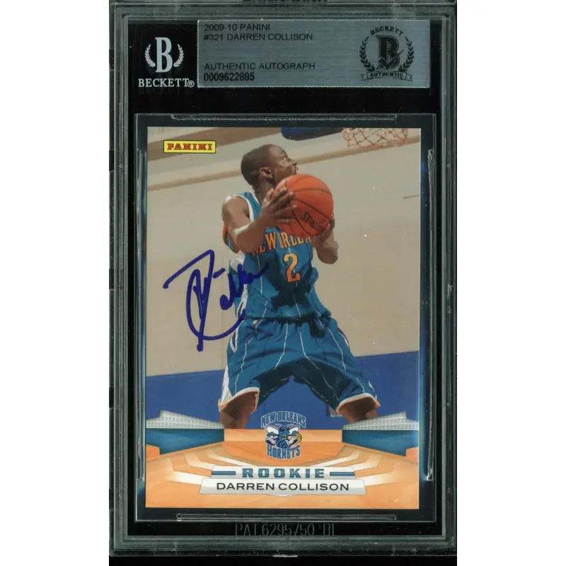 Hornets Darren Collison Authentic Signed Card 2009 Panini RC #321 BAS Slabbed