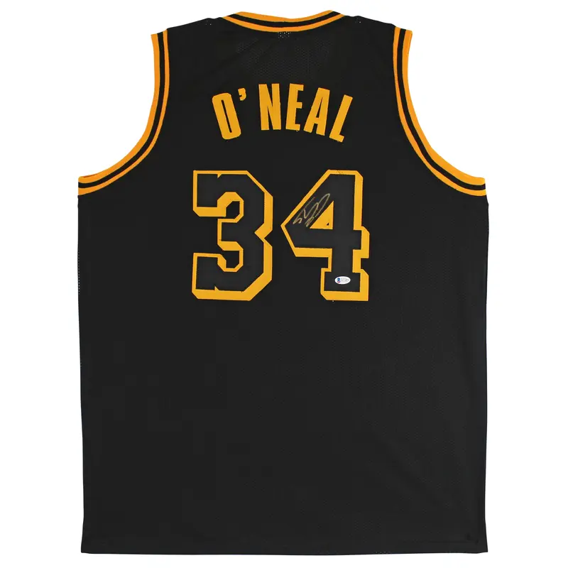 Shaquille O'Neal Signed Black Mamba Pro Style w/ Black Numbers Jersey BAS Wit