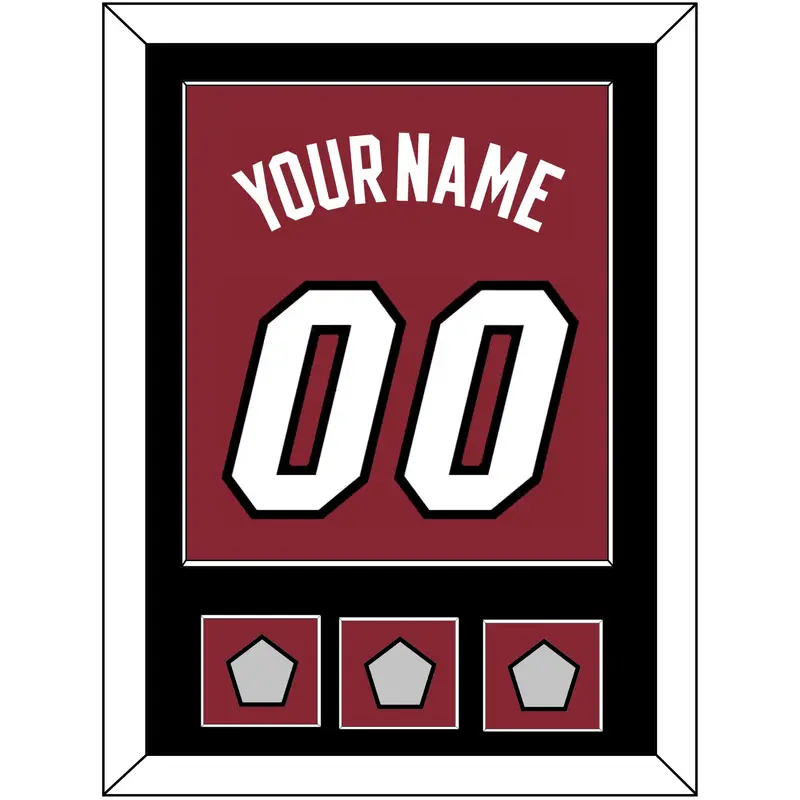 Miami Name & Number With 3 Finals Patches - Alternate Red (2009-2017) - Single Mat 2