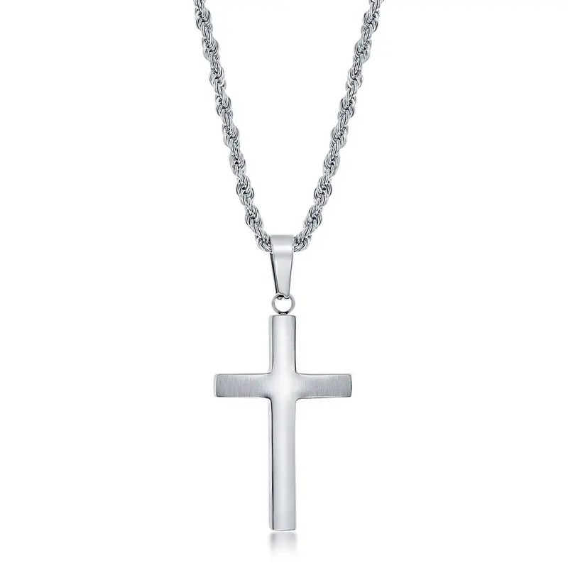 Stainless Steel Polished Cross Necklace