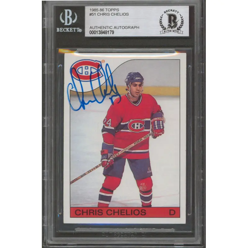 Canadiens Chris Chelios Authentic Signed 1985 Topps #51 Card BAS Slabbed