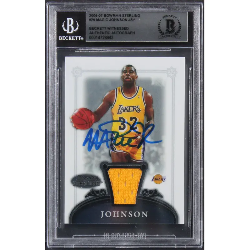 Magic Johnson Signed 2006 Bowman Sterling #29 Magic Johnson JSY Card BAS Slabbed