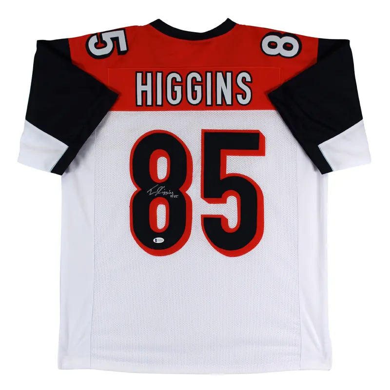 Tee Higgins Authentic Signed White Pro Style Jersey Autographed BAS Witnessed
