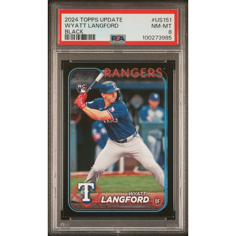 Wyatt Langford 2023 Topps Update Black #US151 #43/74 PSA 8 Nm-Mint