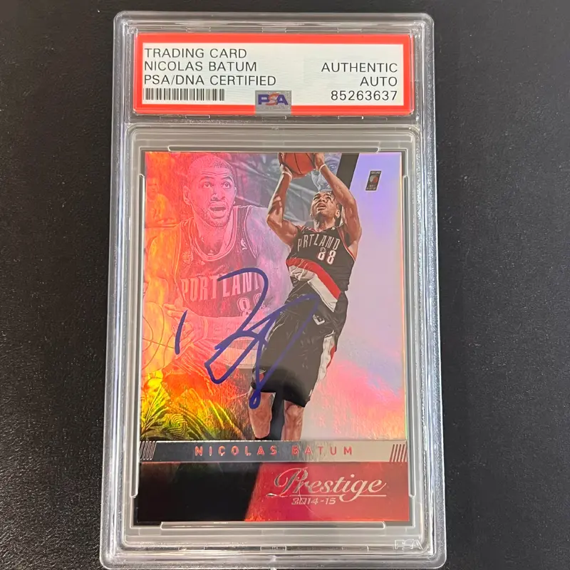 2014-15 NBA Prestige #39 Nicolas Batum Signed Card AUTO PSA Slabbed Blazers