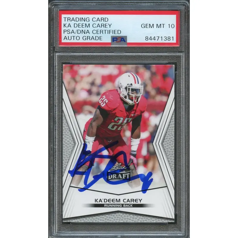 2014 Leaf Draft #32 Ka'Deem Carey RC Signed Card PSA Auto 10 Slabbed