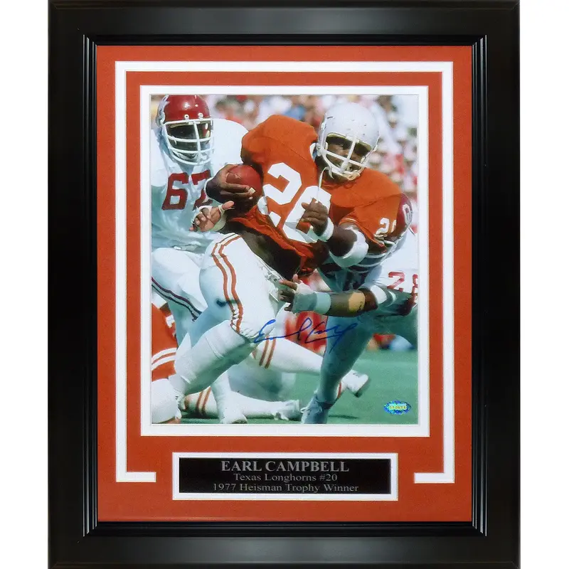 Earl Campbell Autographed Texas Longhorns (Vertical) Framed 8x10 Photo