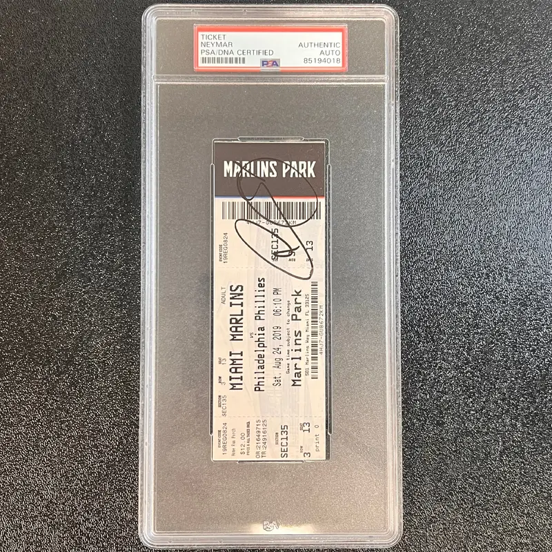 Neymar signed Ticket PSA/DNA Autographed Marlins