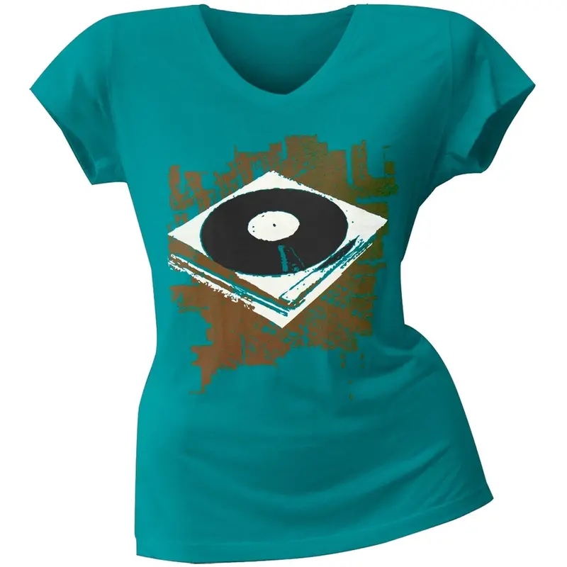 2 Love - Zooey Deschanel's Turntable Juniors V-Neck T-Shirt