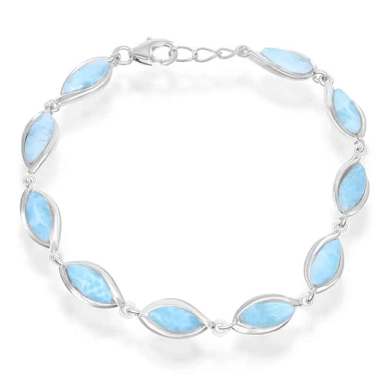 Sterling Silver Marquise Larimar Bracelet