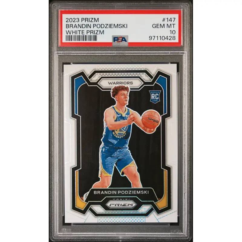 Brandon Podziemski 2023 Panini Prizm Rookie #147 White Prizm #93/175 PSA 10 Gem Mint