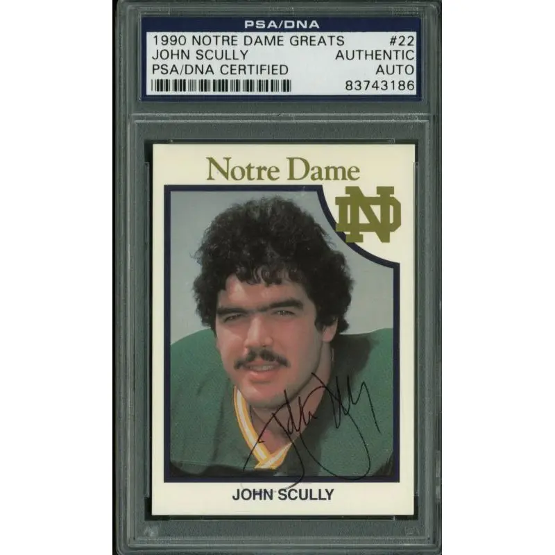 Notre Dame John Scully Signed Card 1990 Notre Dame Greats #22 PSA/DNA Slabbed
