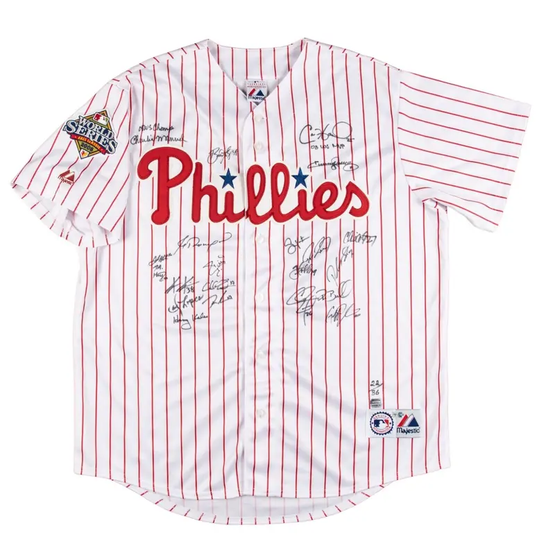 2008 Philadelphia Phillies World Series Champs Team Signed Jersey Beckett COA