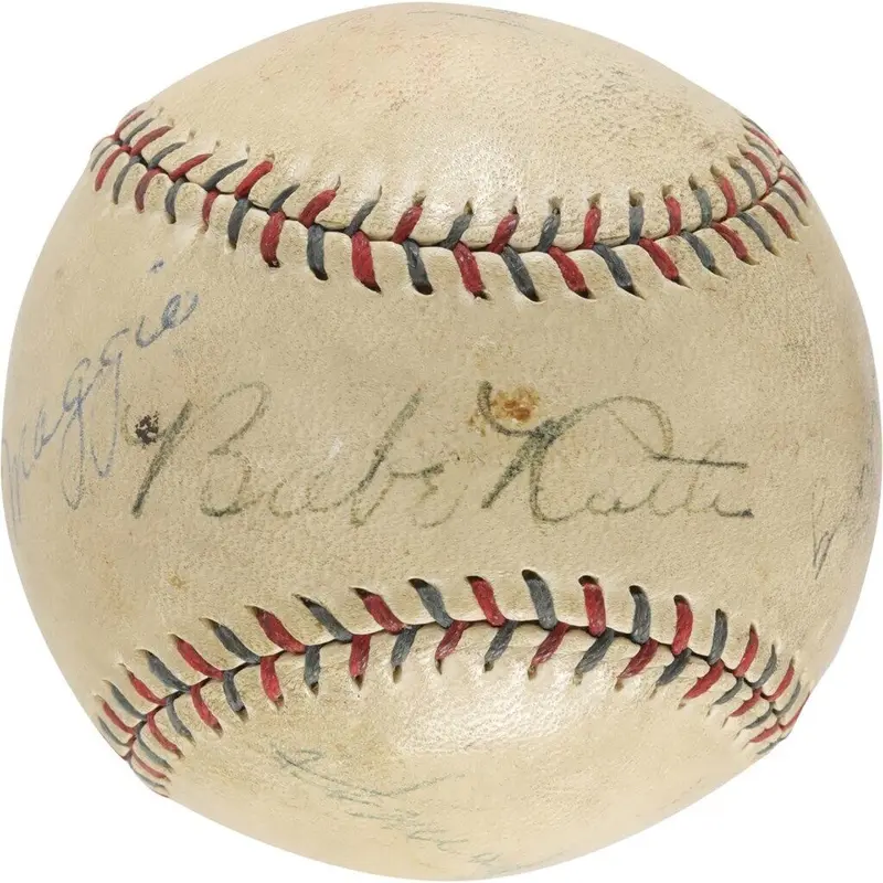 Babe Ruth Lou Gehrig Joe Dimaggio Signed American League Baseball PSA DNA COA