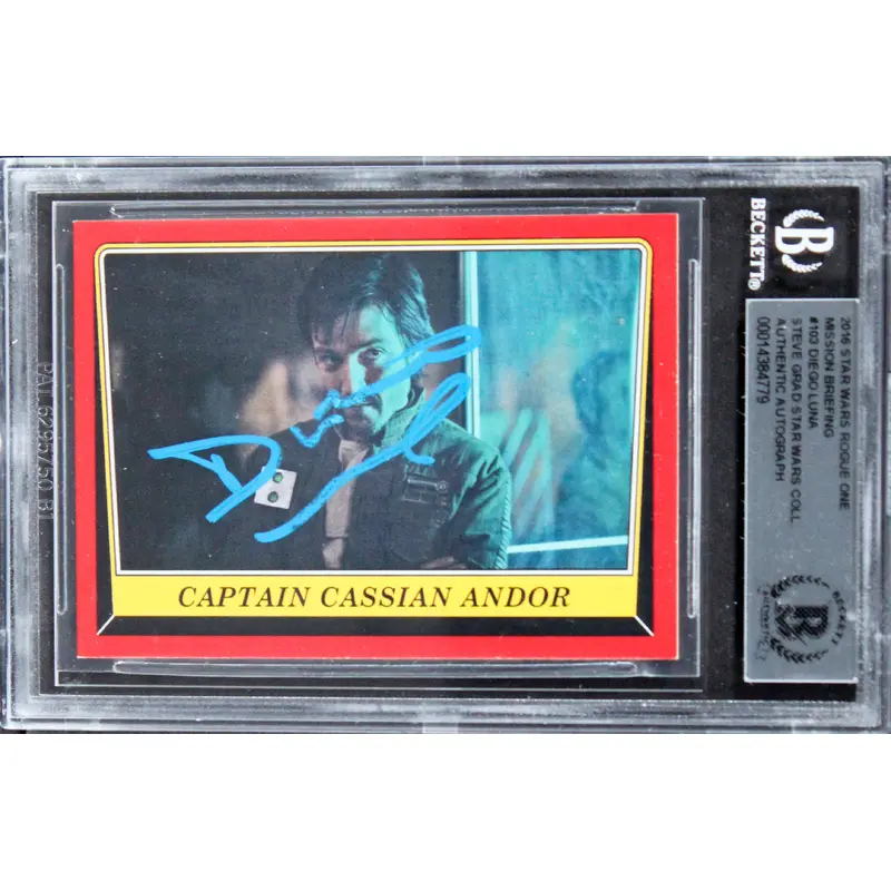 Diego Luna Signed 2016 Star Wars Rogue One Mission Briefing #103 Card BAS Slab 1
