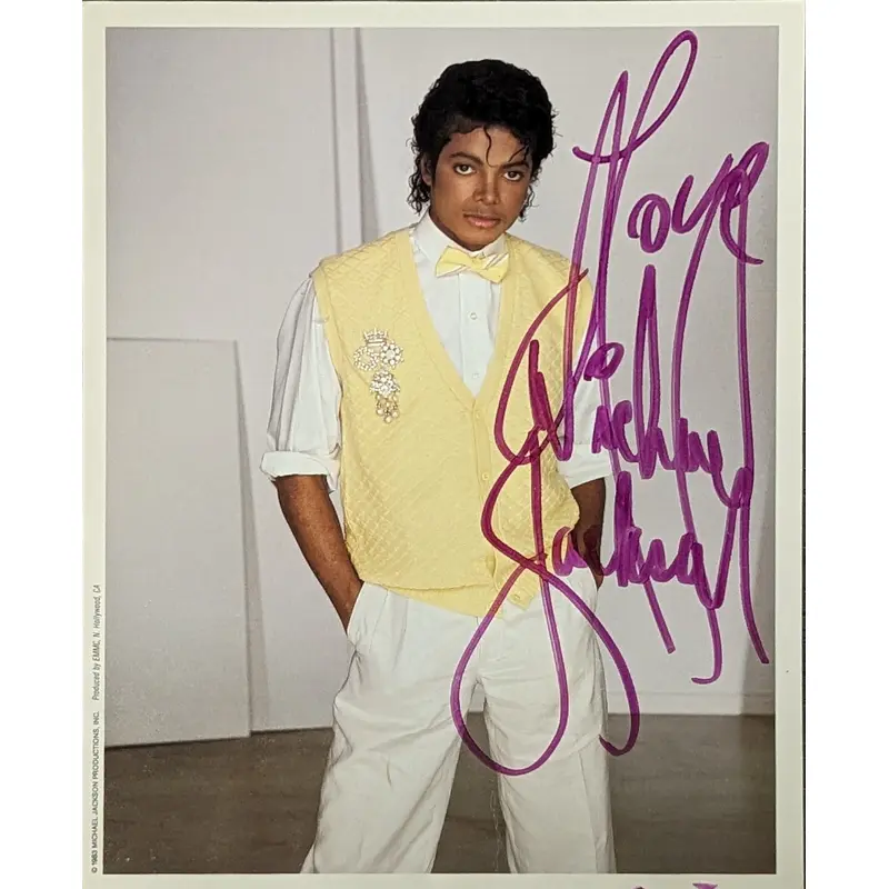 Michael Jackson Love Authentic Signed 7.5x9.5 1983 Promo Photo BAS #ACB63722
