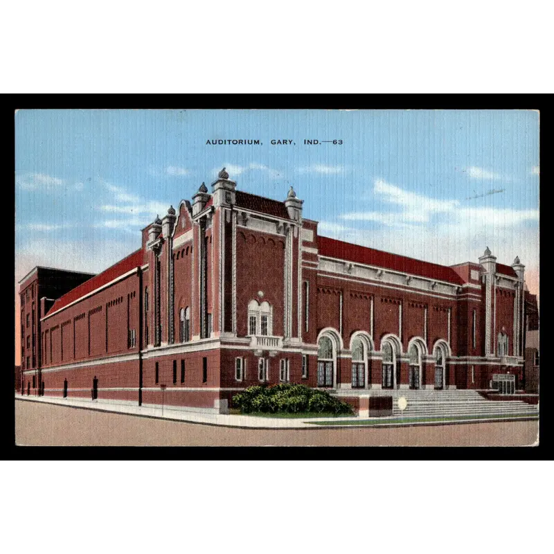 1938 Gary, Indiana Auditorium / Gym Postcard