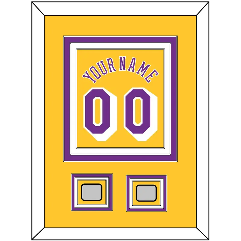 Los Angeles Name & Number With 2 Trophy Patches - Home Yellow (1978-1997) - Triple Mat 2