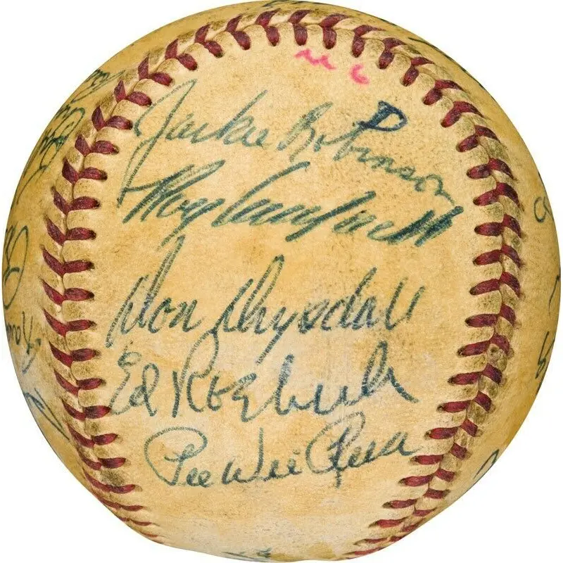 Jackie Robinson Roy Campanella 1956 Brooklyn Dodgers Signed Baseball PSA DNA COA