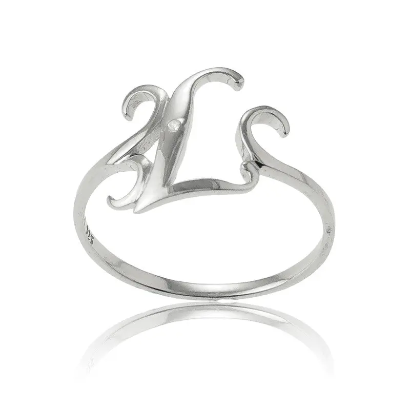 Sterling Silver Single CZ "L" Ring