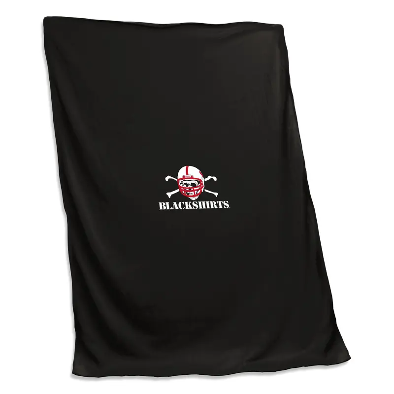 University of Nebraska Black Screened Sweatshirt Blanket f/ Blackshirts Logo