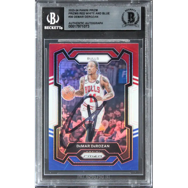 Bulls DeMar DeRozan Authentic Signed 2023 Panini Prizm RWB #36 Card BAS Slabbed