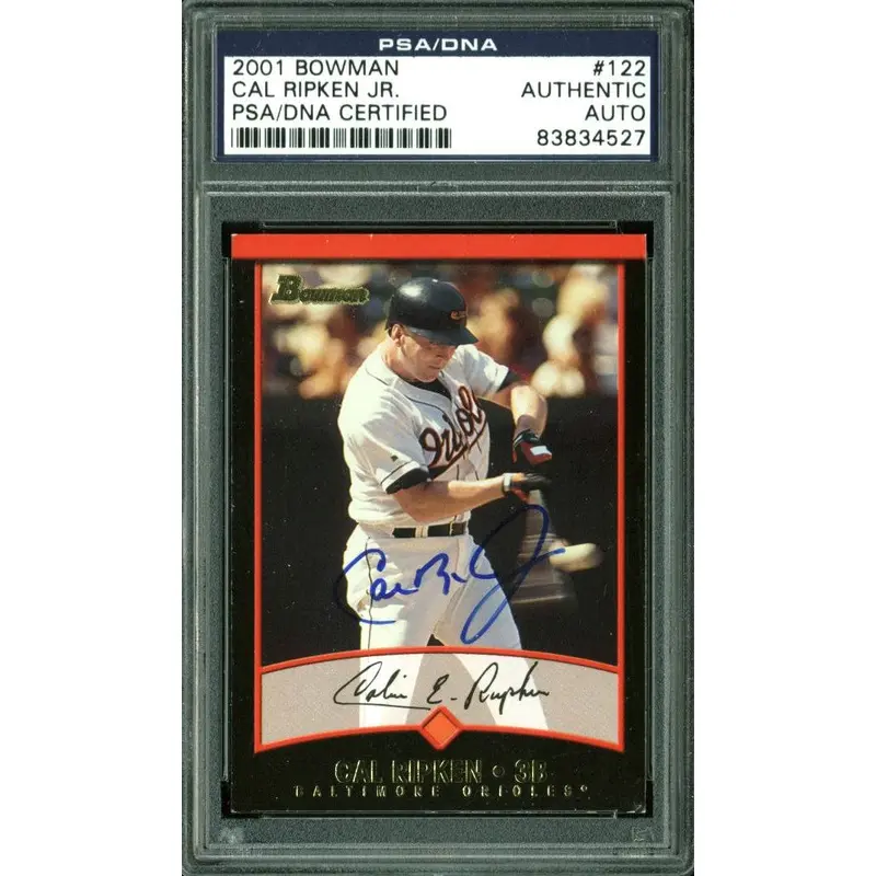 Orioles Cal Ripken Jr. Authentic Signed Card 2001 Bowman #122 PSA/DNA Slabbed