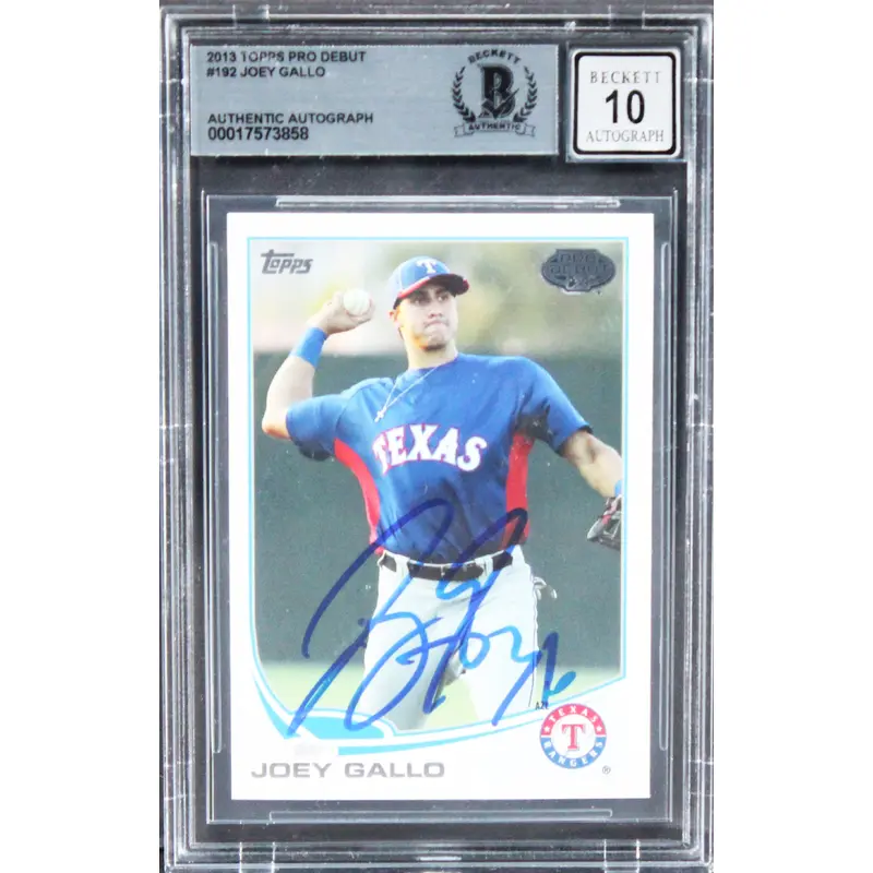 Rangers Joey Gallo Signed 2013 Topps Pro Debut #192 RC Card Auto 10! BAS Slabbed
