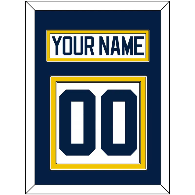 Michigan Hockey Nameplate & Number (Back) - Home White - Double Mat 2