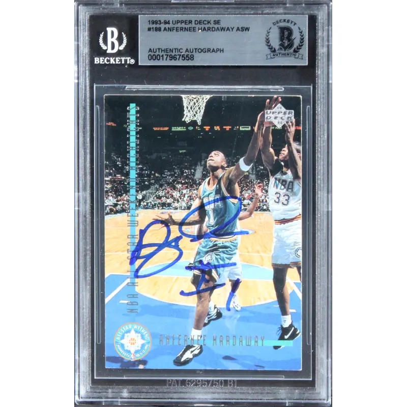 Magic Anfernee Hardaway Signed 1993 Upper Deck SE #188 Rookie Card BAS Slabbed