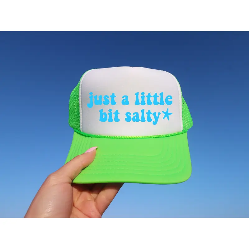Just a Little Bit Salty DTF Printed Neon Green & White Trucker Hat
