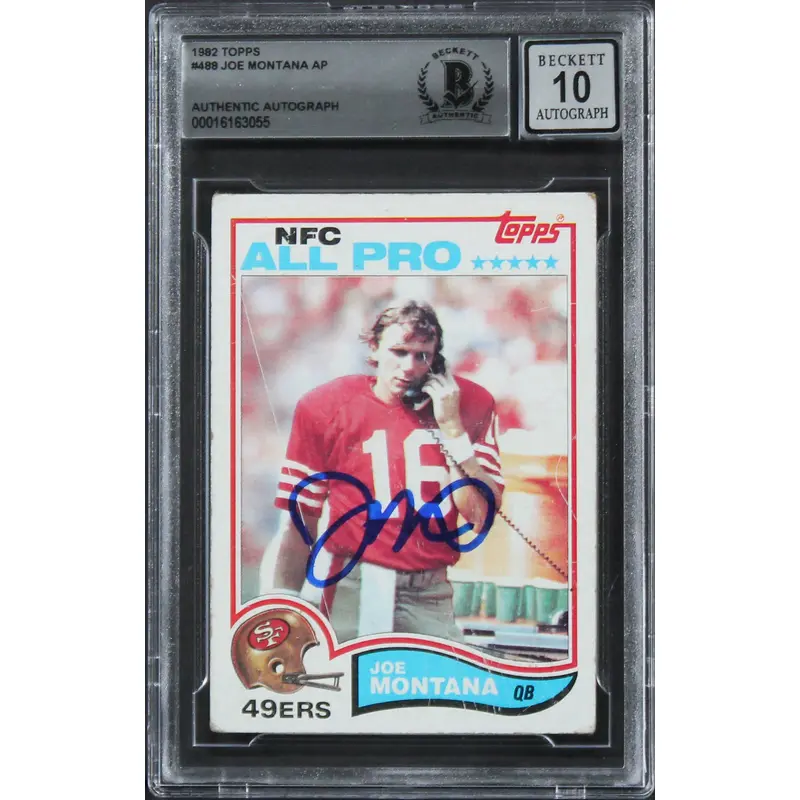 49ers Joe Montana Authentic Signed 1982 Topps #488 Card Auto 10! BAS Slabbed 1