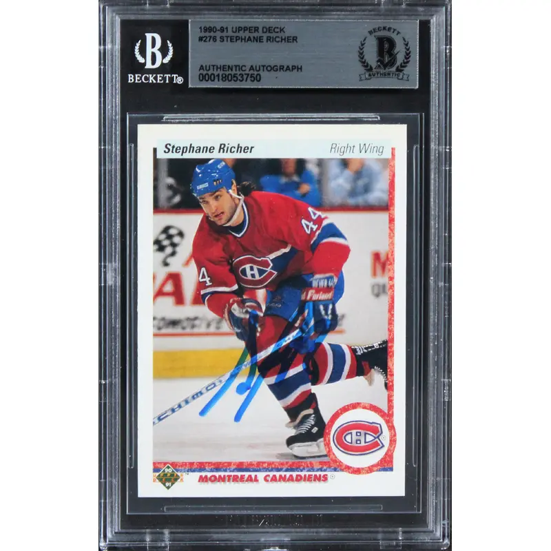 Canadiens Stephane Richer Authentic Signed 1990 Upper Deck #275 Card BAS Slabbed