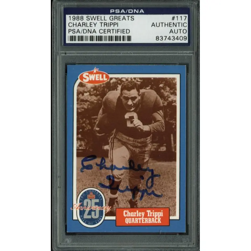 Cardinals Charley Trippi Signed Card 1988 Swell Greats #117 PSA/DNA Slabbed