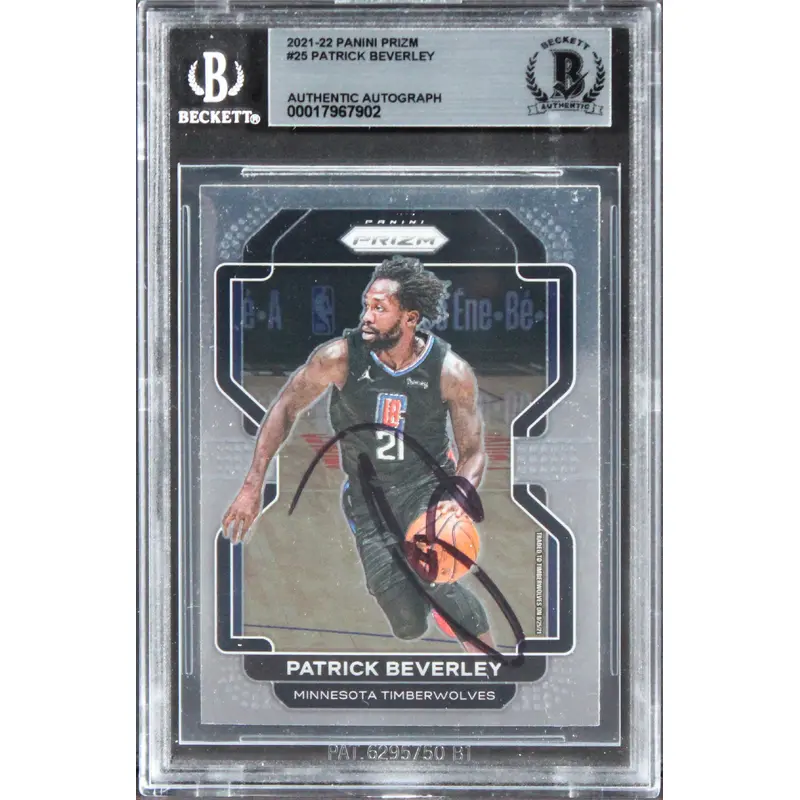 Clippers Patrick Beverley Signed 2021 Panini Prizm #25 Card BAS Slabbed