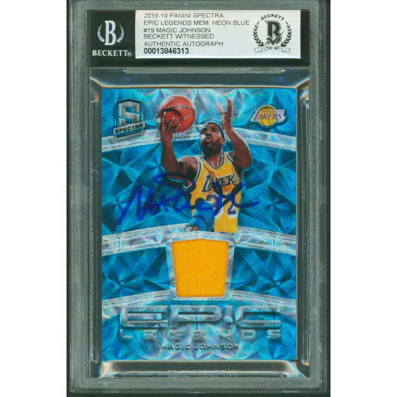 Magic Johnson Signed 2018 Specra Epic Legends #19 21/49 Card Auto 10! BAS Slab