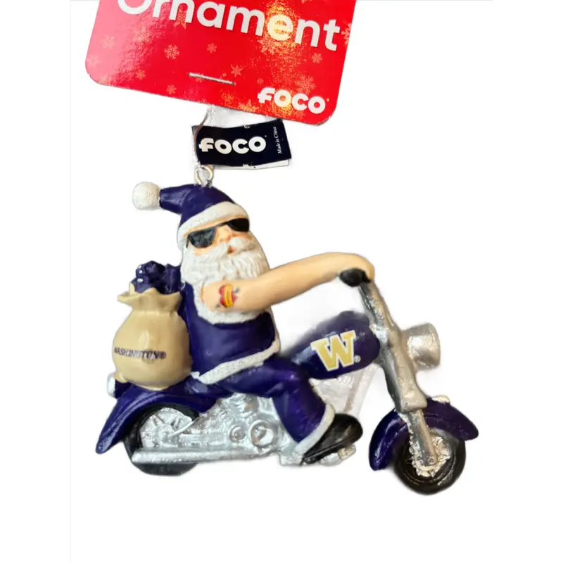 UW Santa on Motorcycle Ornament
