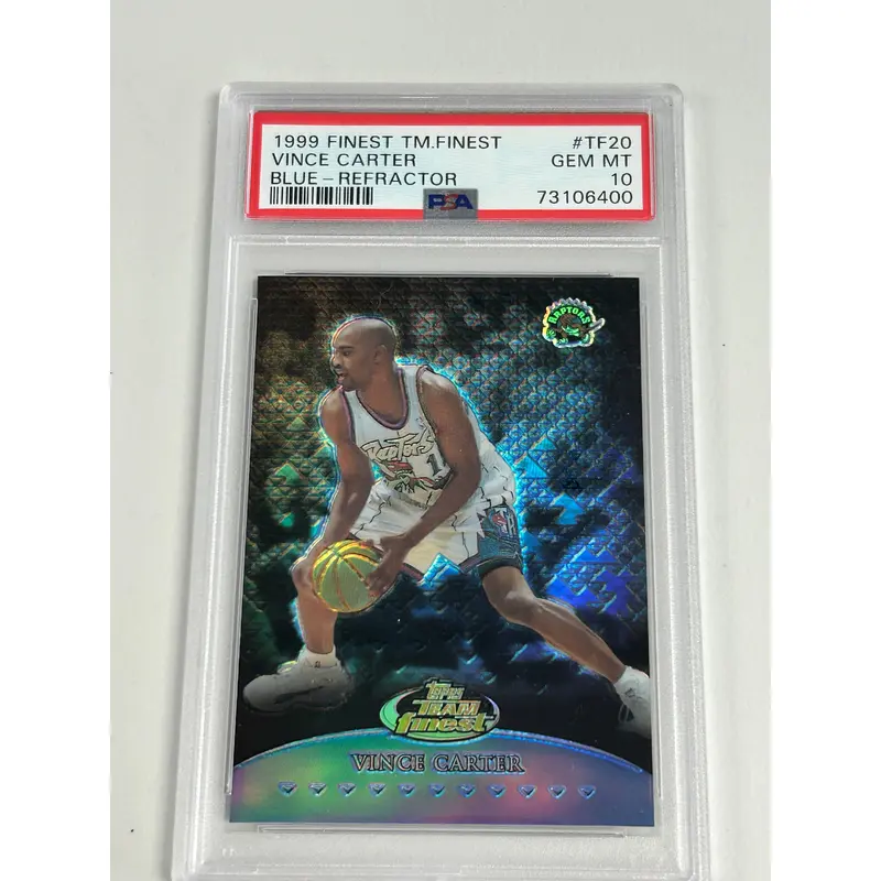 Vince Carter 1999 Finest Team Finest Blue Refractor #21/150 PSA 10 Gem Mint