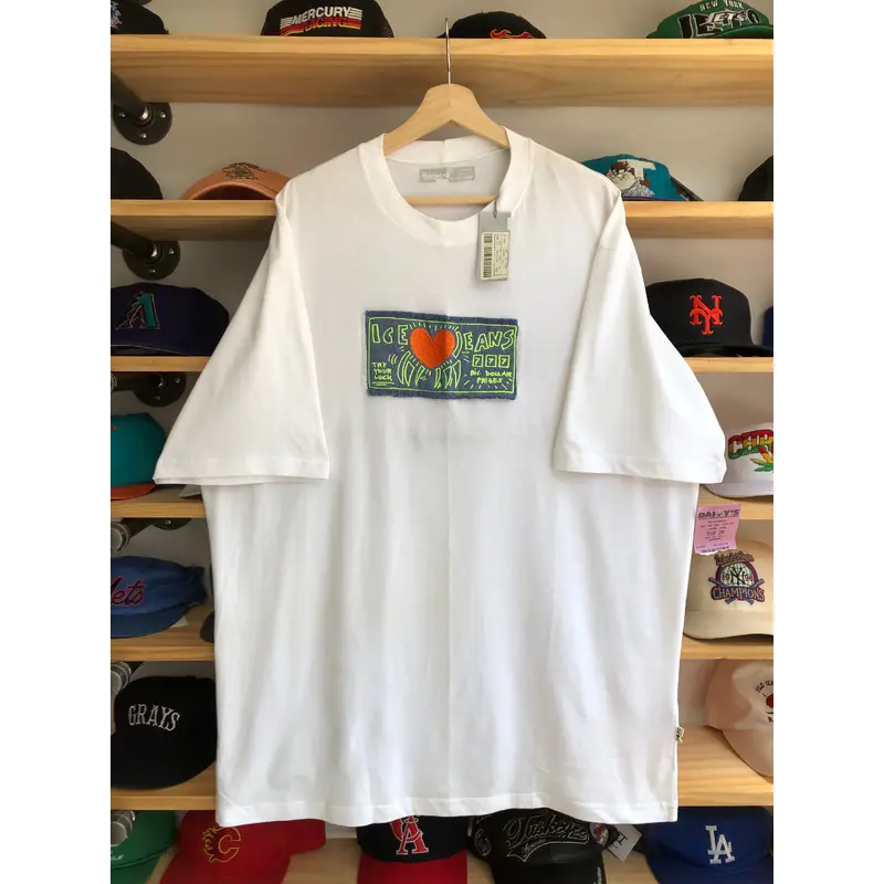 Deadstock Vintage Iceberg Jeans Keith Haring Style Patch Tee Size 2XL