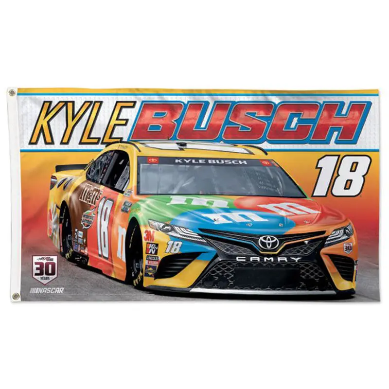 Kyle Busch M&Ms #18 Official NASCAR Deluxe-Edition 3'x5' Banner Flag - Wincraft 2021