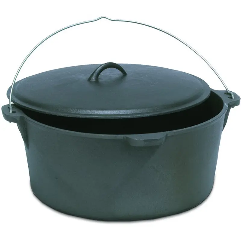 New Texsport 8 Qt Cast Iron Dutch Oven with No Legs