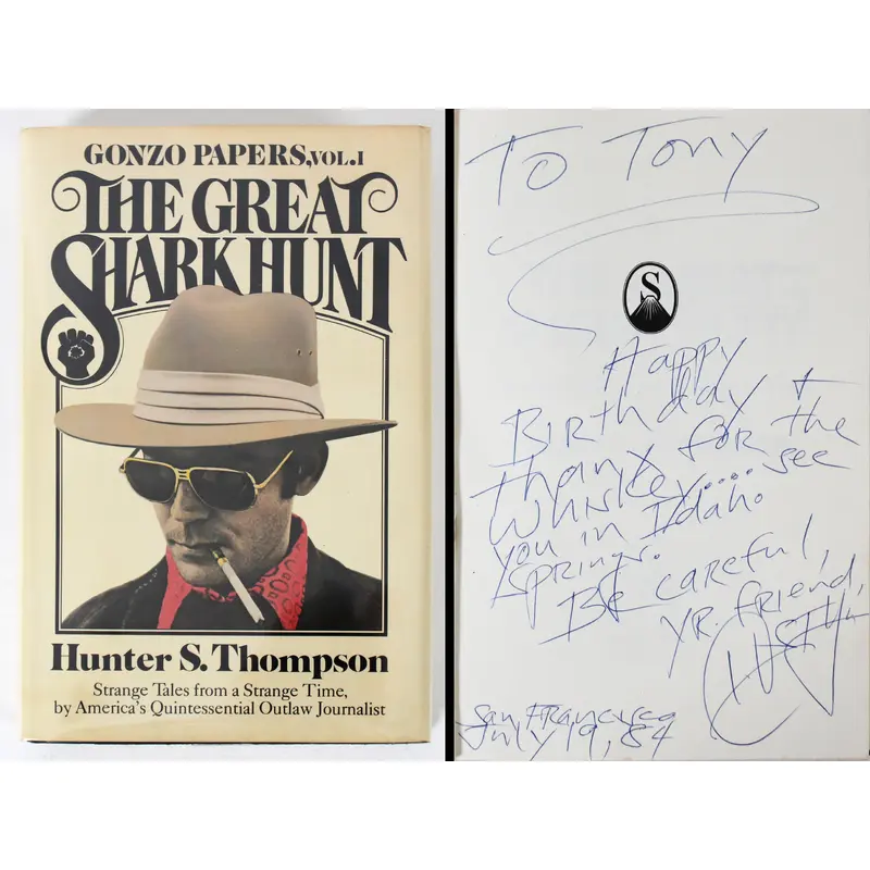 Hunter S. Thompson Signed The Great Shark Hunt First Edition Book BAS #AD04276