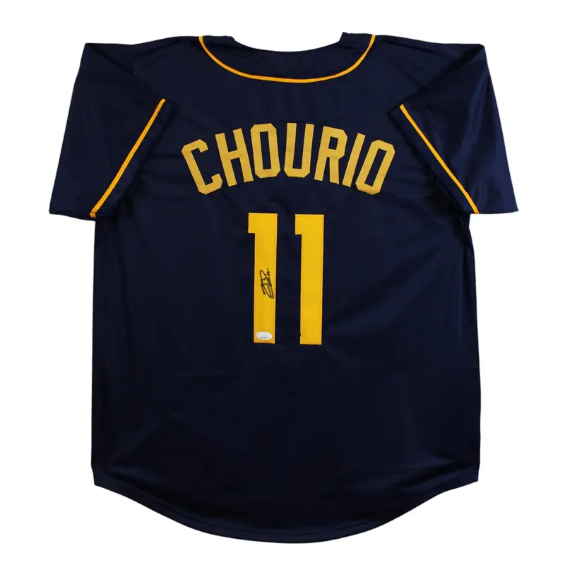 Jackson Chourio Authentic Signed Navy Pro Style Jersey JSA Signature Debut