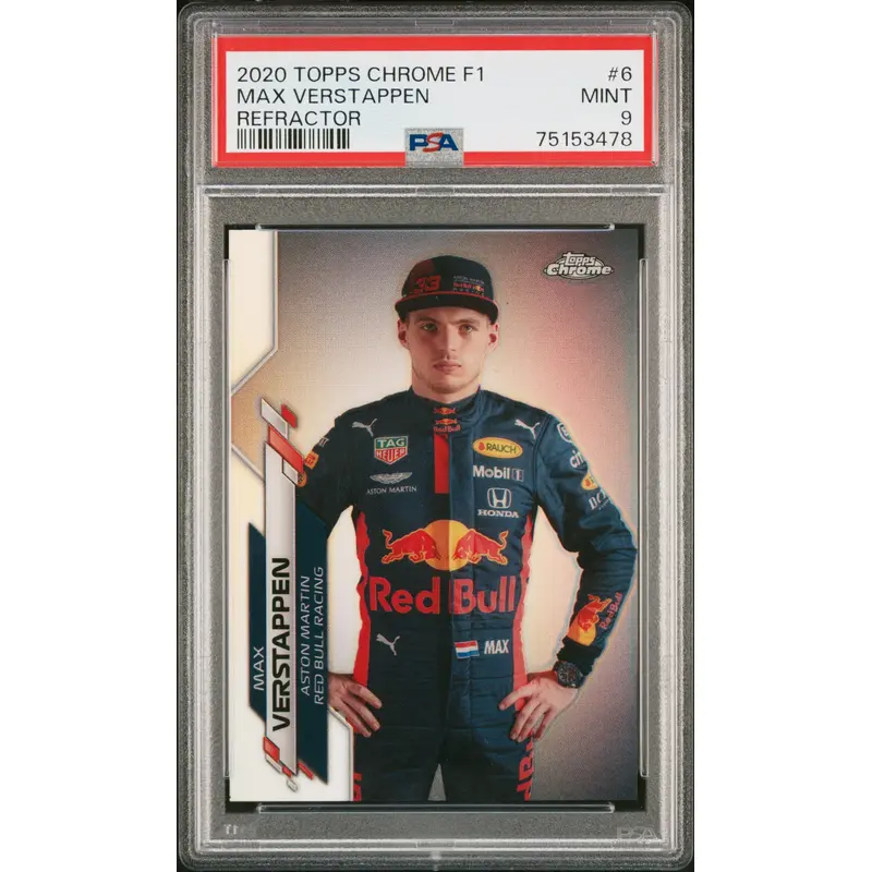Max Verstappen 2020 Topps Chrome F1 #6 Refractor PSA 9 Mint
