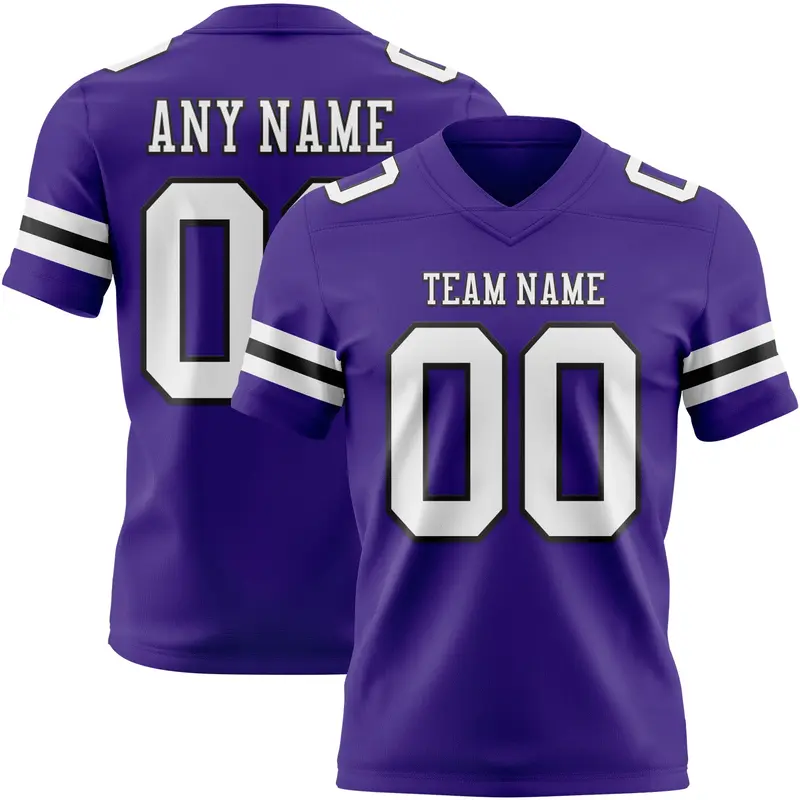 Custom Purple White-Black Mesh Authentic Football Jersey