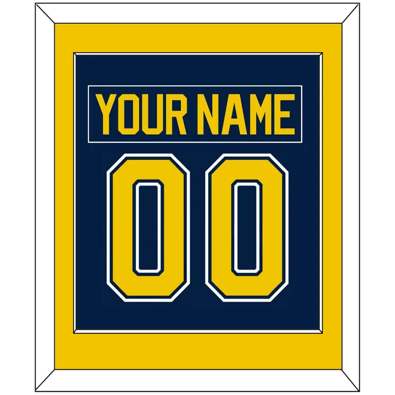 Michigan Hockey Nameplate & Number (Back) Combined - Road Blue (2021-2023) - Single Mat 2