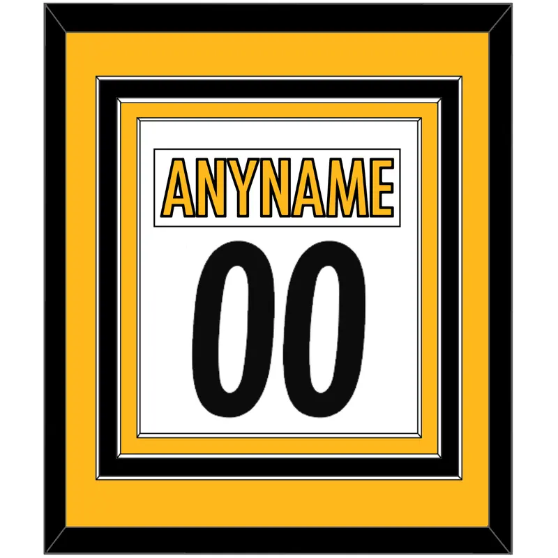 Pittsburgh Nameplate & Number (Back) Combined - Road White - Triple Mat 4