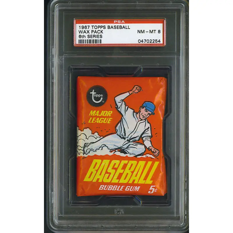 1967 Topps Baseball Unopened 6th Series Wax Pack PSA 8